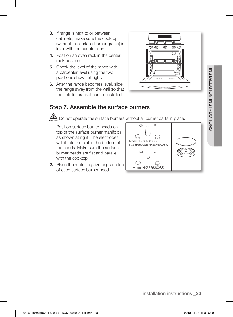 Step 7. assemble the surface burners | Samsung NX58F5300SS-AA User Manual | Page 33 / 40
