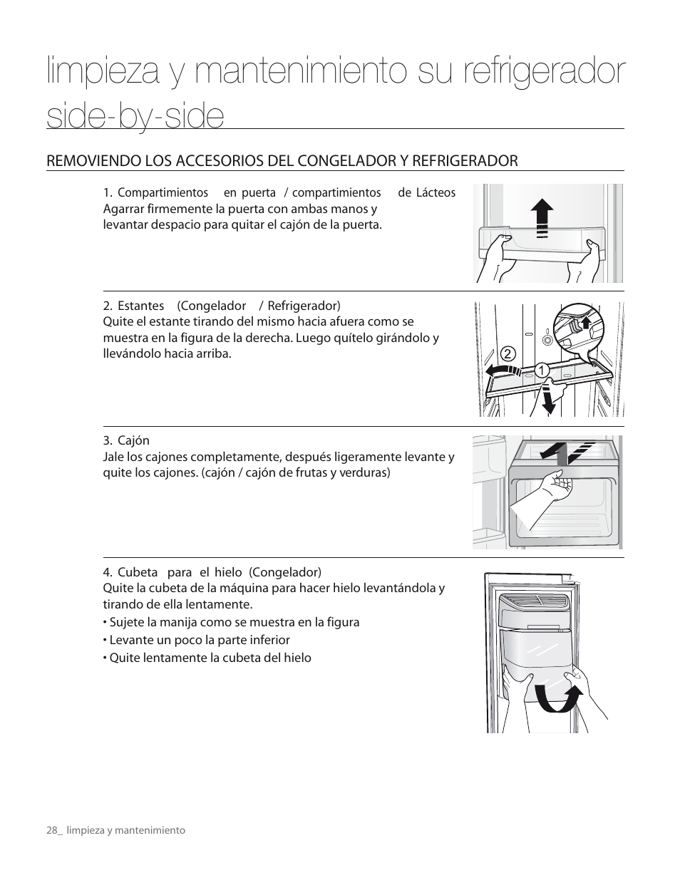 Limpieza y mantenimiento su refrigerador, Side-by-side | Samsung RS267TDWP-XAA User Manual | Page 64 / 72