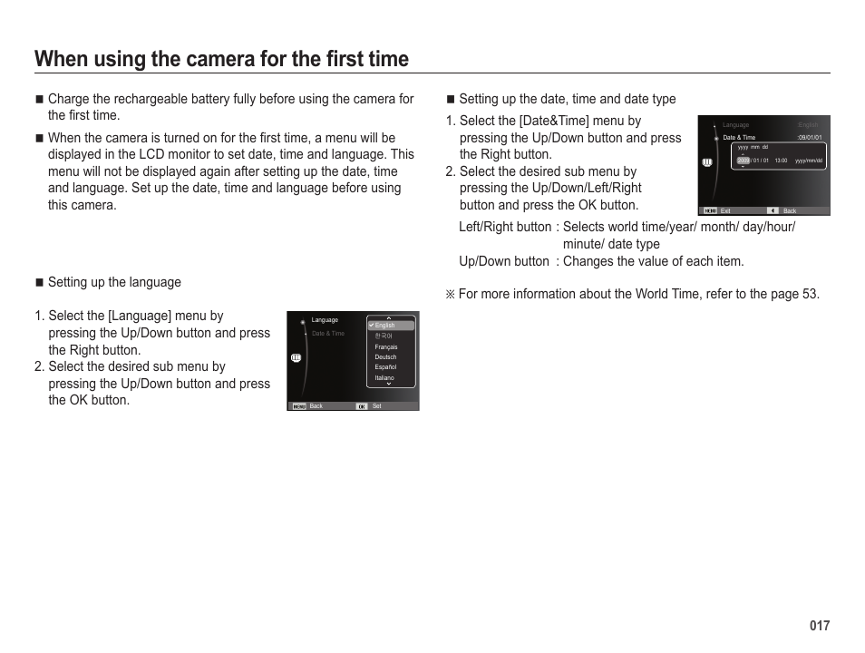 When using the camera for the first time | Samsung EC-SL202UBP-US User Manual | Page 18 / 103