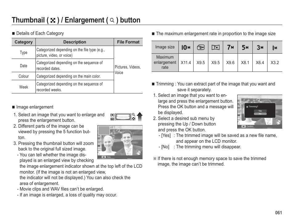 Thumbnail, Enlargement, Button | Samsung EC-SL202UBP-US User Manual | Page 62 / 103