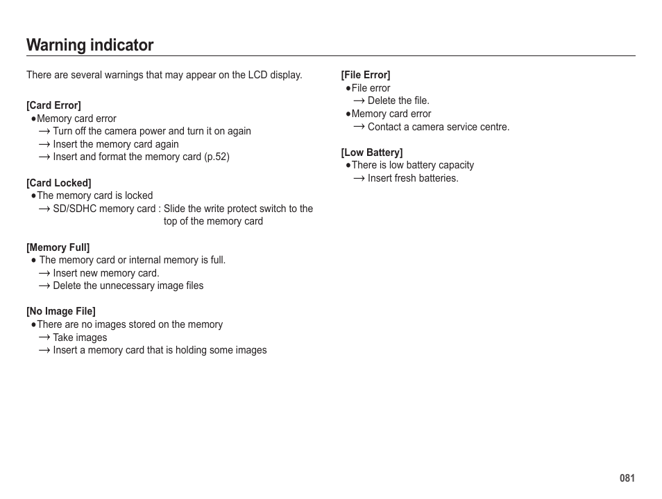 Warning indicator | Samsung EC-SL202UBP-US User Manual | Page 82 / 103