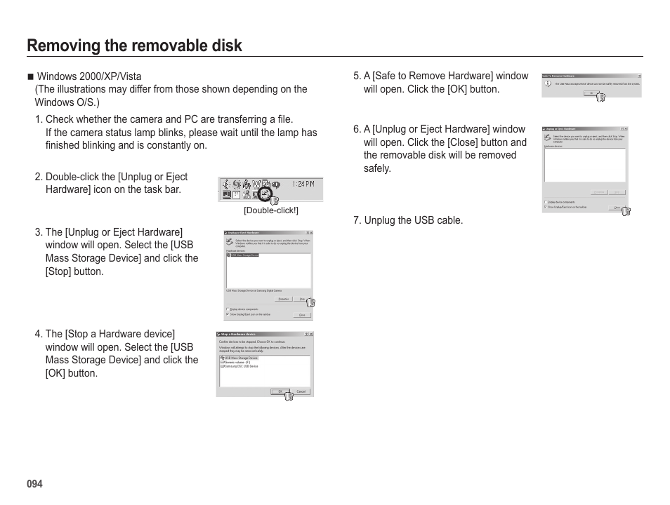 Removing the removable disk | Samsung EC-SL202UBP-US User Manual | Page 95 / 103