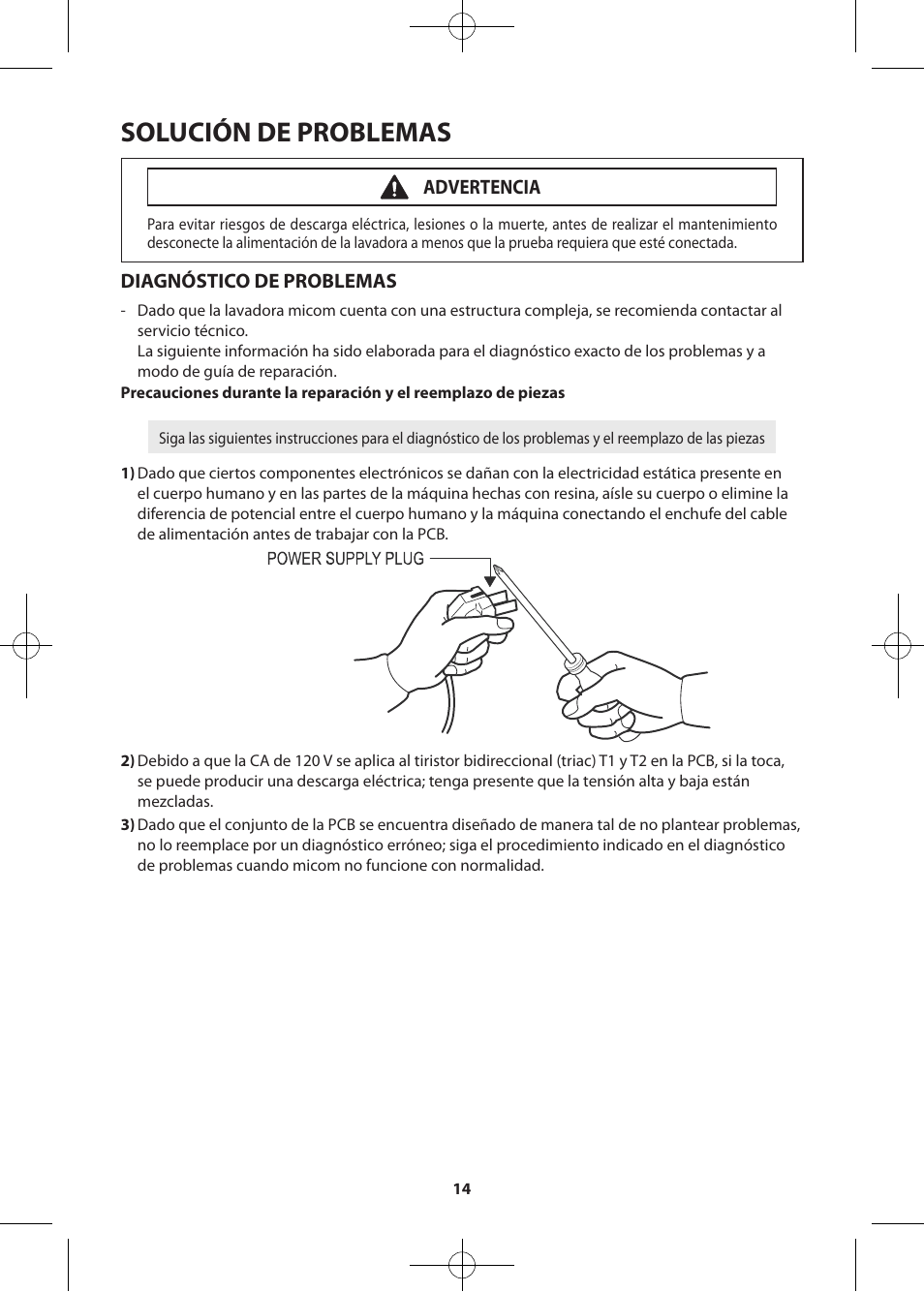 Solución de problemas, Diagnóstico de problemas, Advertencia | Samsung WF405ATPASU-A2 User Manual | Page 38 / 72