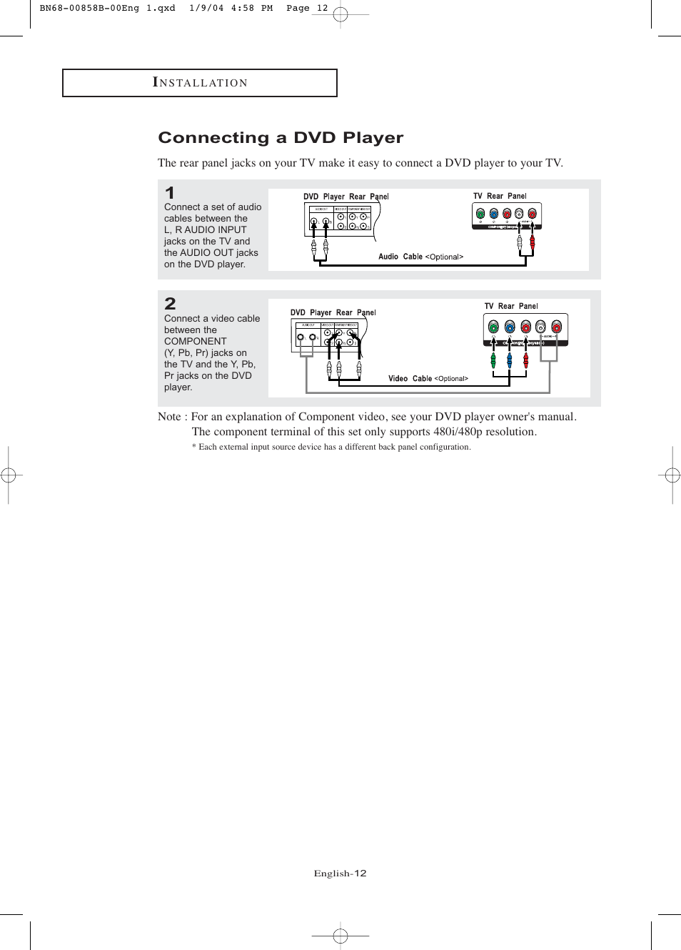 Connecting a dvd player | Samsung LTP2045UX-XAA User Manual | Page 17 / 66