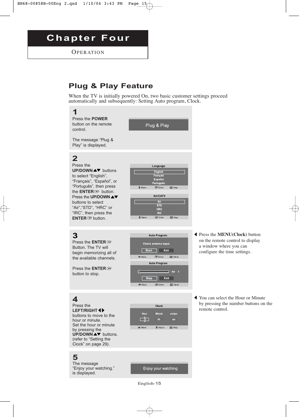 Chapter 4: operation, Plug & play feature | Samsung LTP2045UX-XAA User Manual | Page 20 / 66
