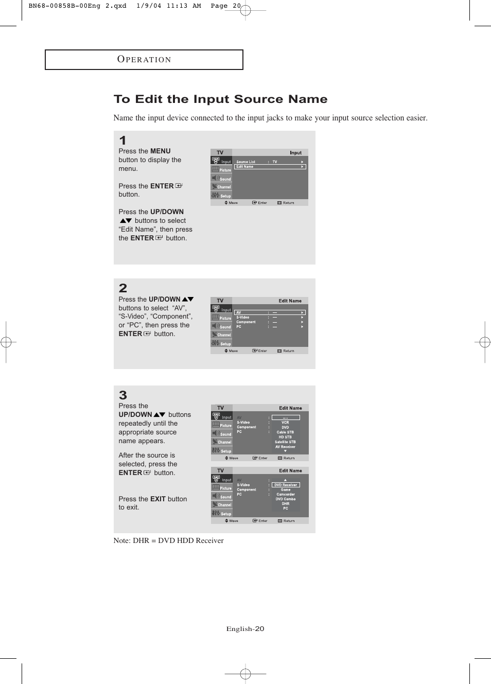 To edit the input source name | Samsung LTP2045UX-XAA User Manual | Page 25 / 66