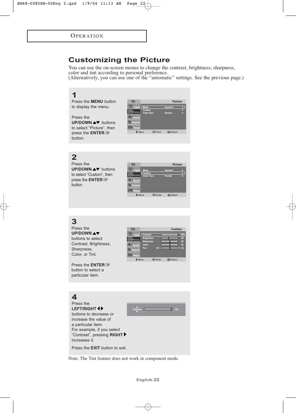 Customizing the picture | Samsung LTP2045UX-XAA User Manual | Page 27 / 66