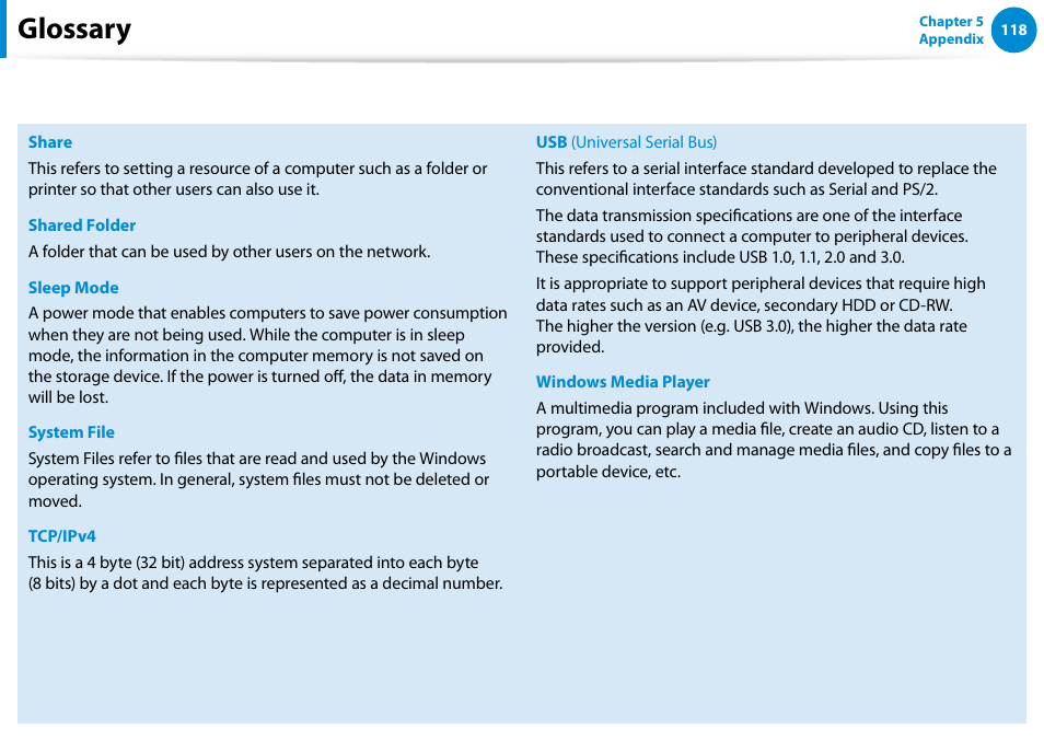 Glossary | Samsung XE300TZC-K01US User Manual | Page 119 / 120