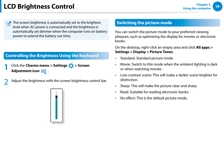 Lcd brightness control | Samsung XE300TZC-K01US User Manual | Page 59 / 120