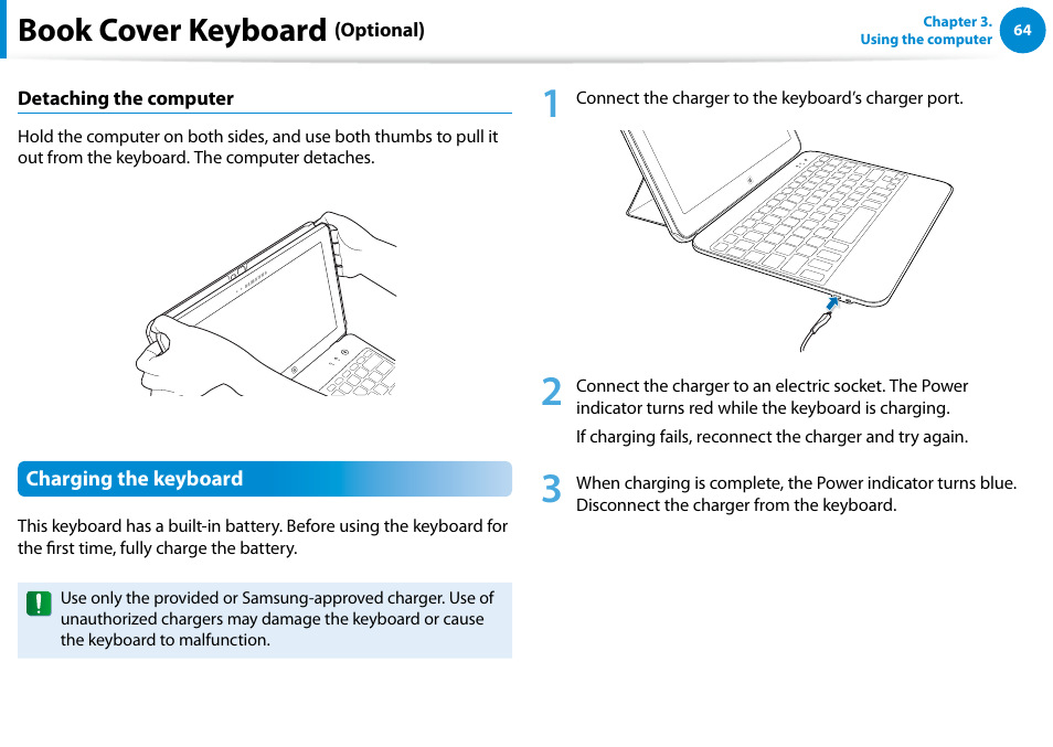 Book cover keyboard | Samsung XE300TZC-K01US User Manual | Page 65 / 120