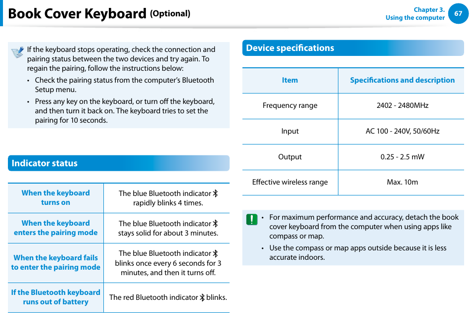 Book cover keyboard | Samsung XE300TZC-K01US User Manual | Page 68 / 120