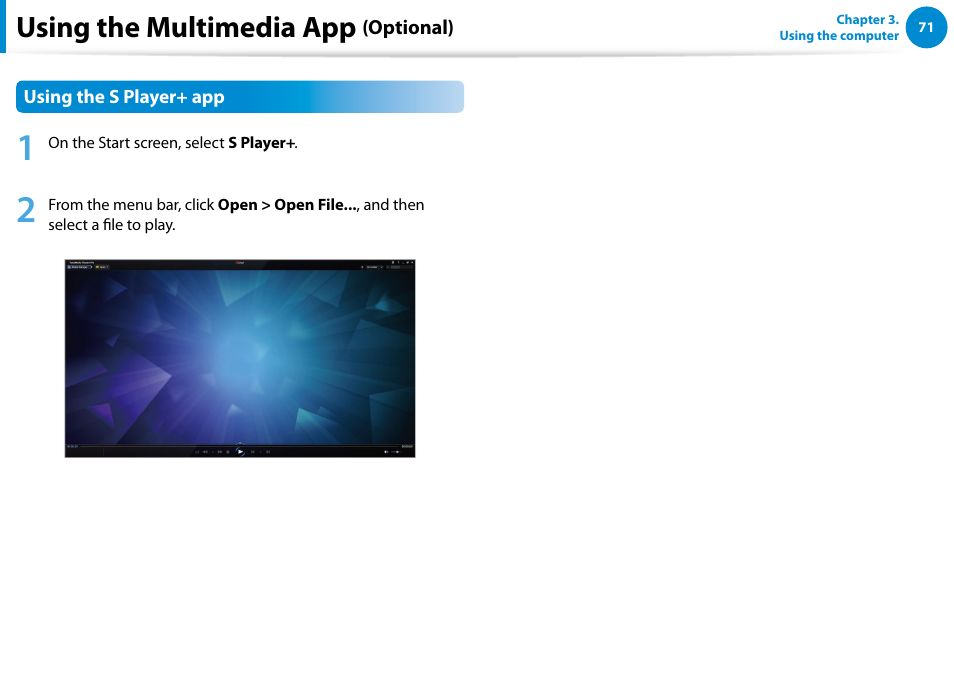 Using the multimedia app | Samsung XE300TZC-K01US User Manual | Page 72 / 120