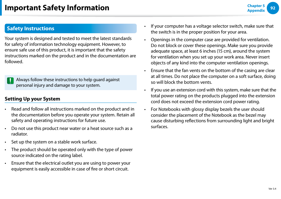 Important safety information | Samsung XE300TZC-K01US User Manual | Page 93 / 120