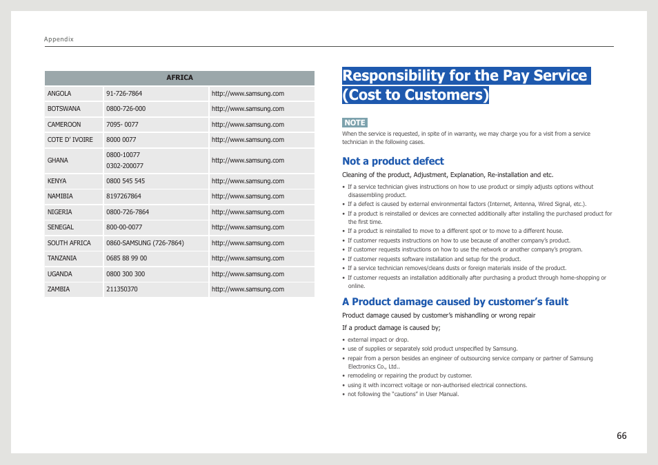 Not a product defect, A product damage caused by customer’s fault | Samsung LS27B971DS-ZA User Manual | Page 66 / 70