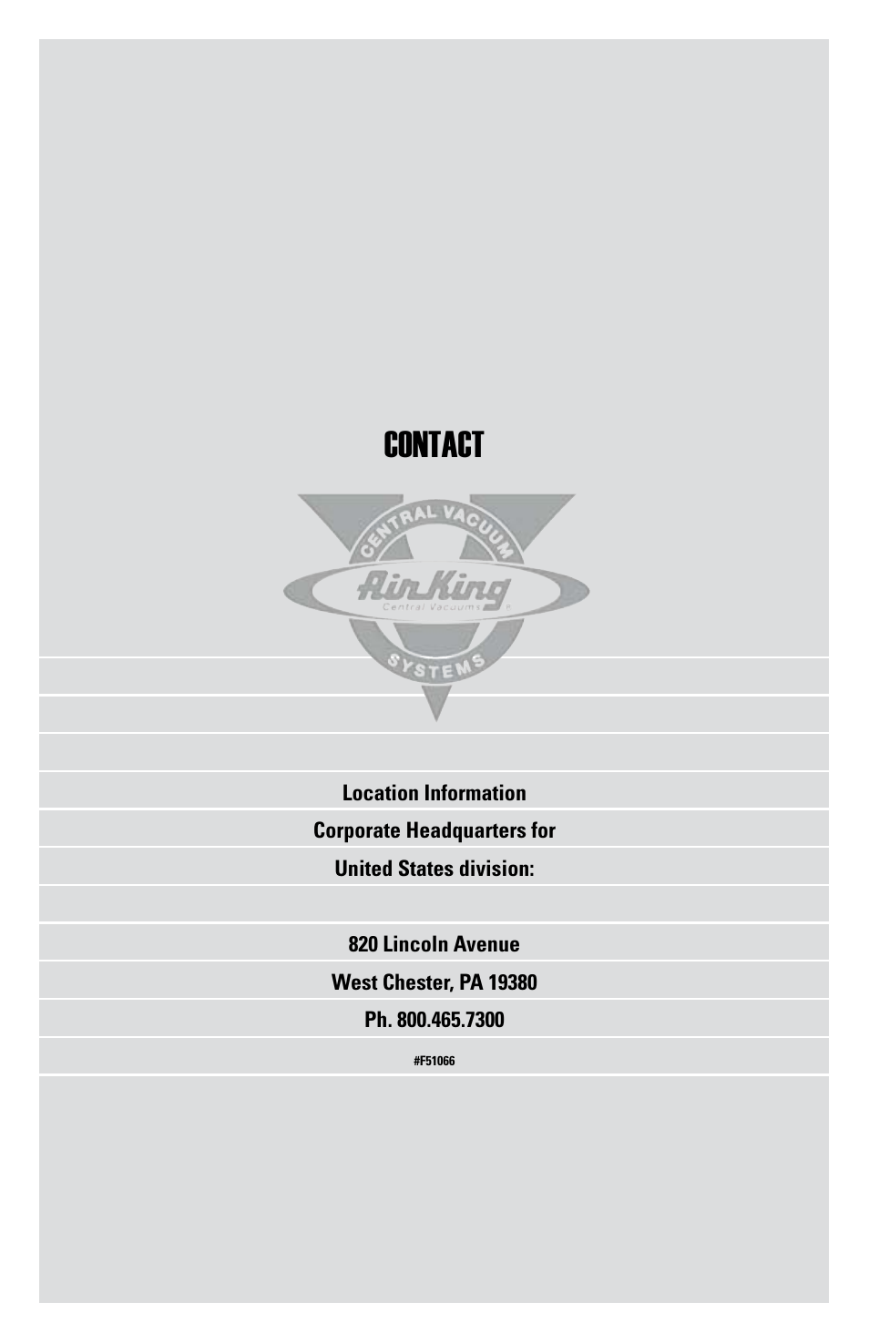 Contact | Air King CVS-22E User Manual | Page 12 / 12