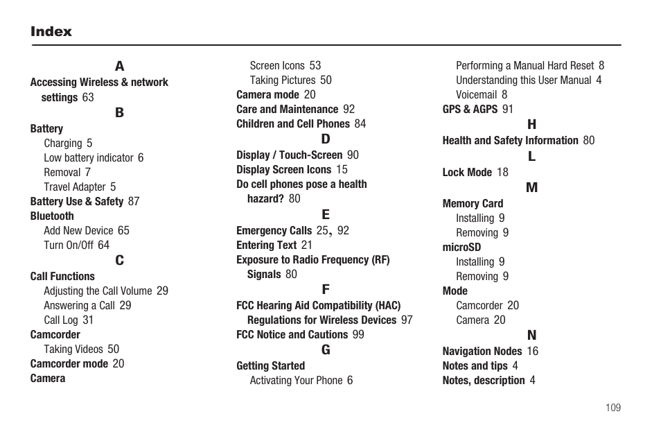 Index | Samsung SCH-R880MBAUSC User Manual | Page 113 / 114