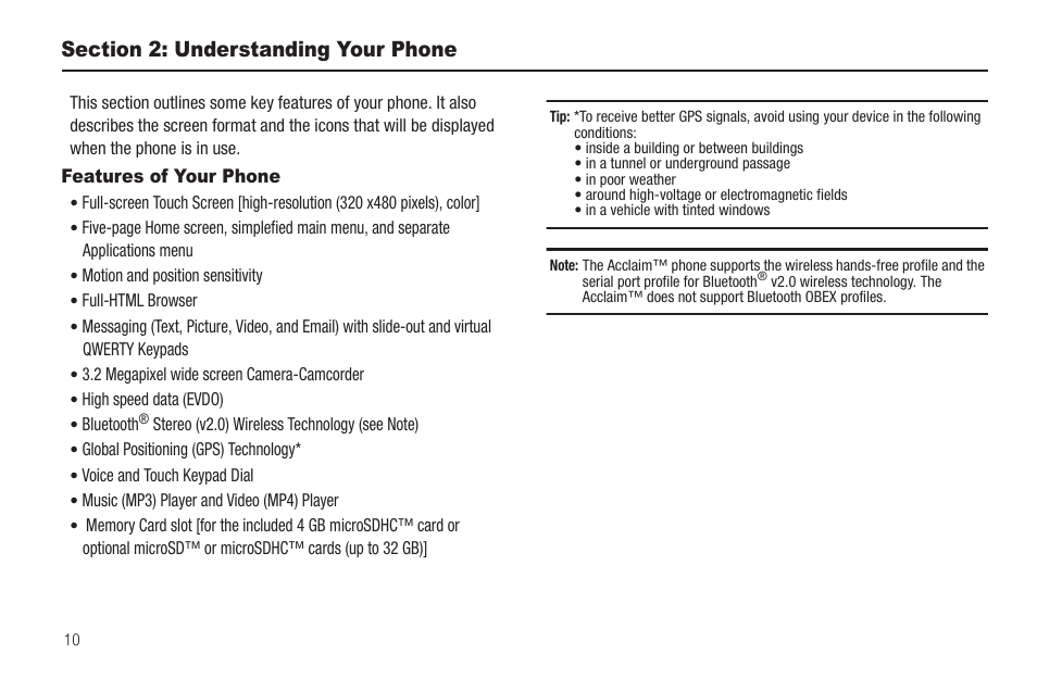 Section 2: understanding your phone, Features of your phone | Samsung SCH-R880MBAUSC User Manual | Page 14 / 114