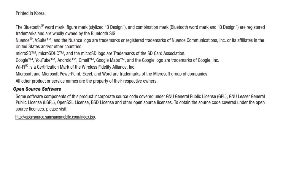 Open source software | Samsung SCH-R880MBAUSC User Manual | Page 3 / 114