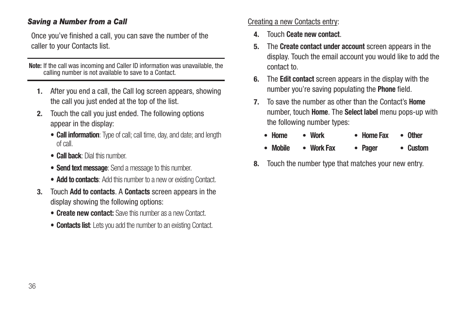 Saving a number from a call | Samsung SCH-R880MBAUSC User Manual | Page 40 / 114