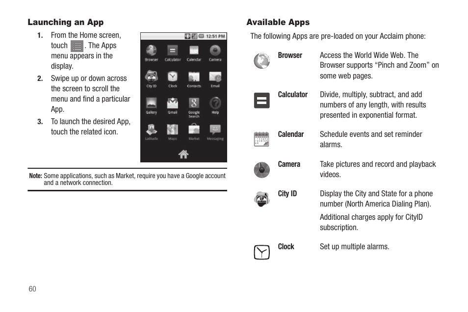 Launching an app, Available apps, Launching an app available apps | Samsung SCH-R880MBAUSC User Manual | Page 64 / 114