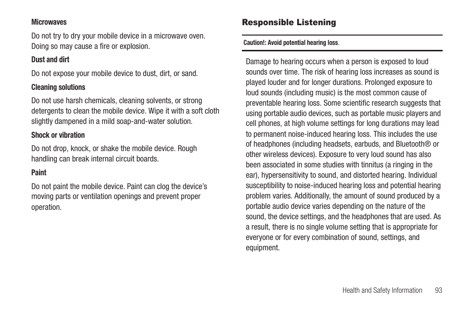 Responsible listening | Samsung SCH-R880MBAUSC User Manual | Page 97 / 114