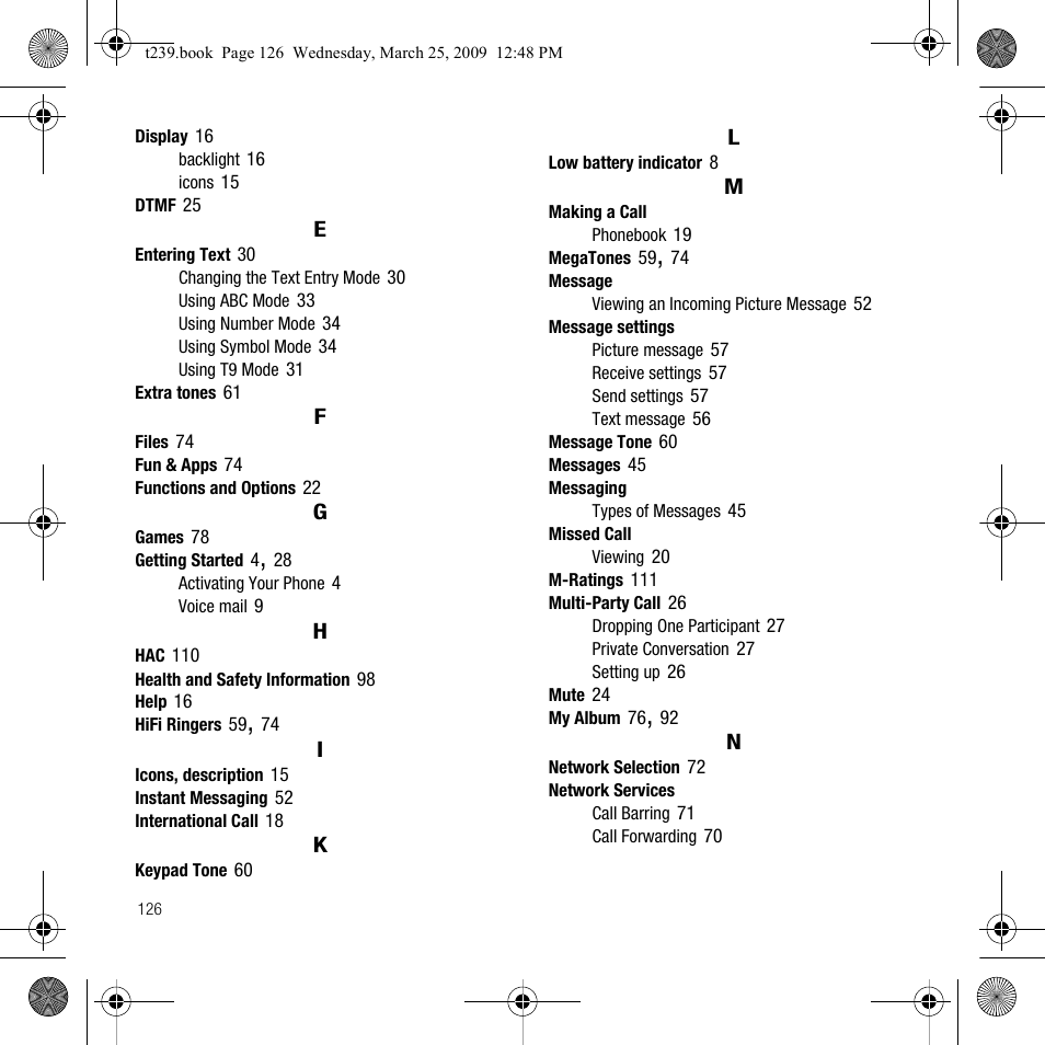 Samsung SGH-T239WRBTMB User Manual | Page 130 / 132