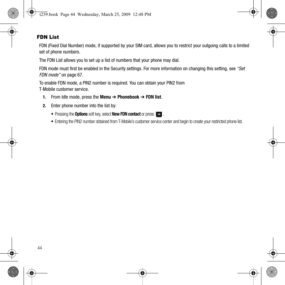 Fdn list | Samsung SGH-T239WRBTMB User Manual | Page 48 / 132