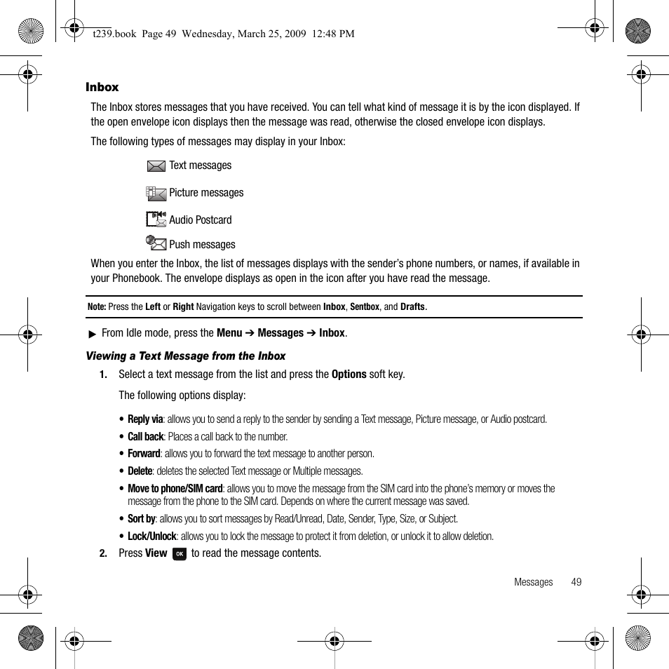 Inbox | Samsung SGH-T239WRBTMB User Manual | Page 53 / 132