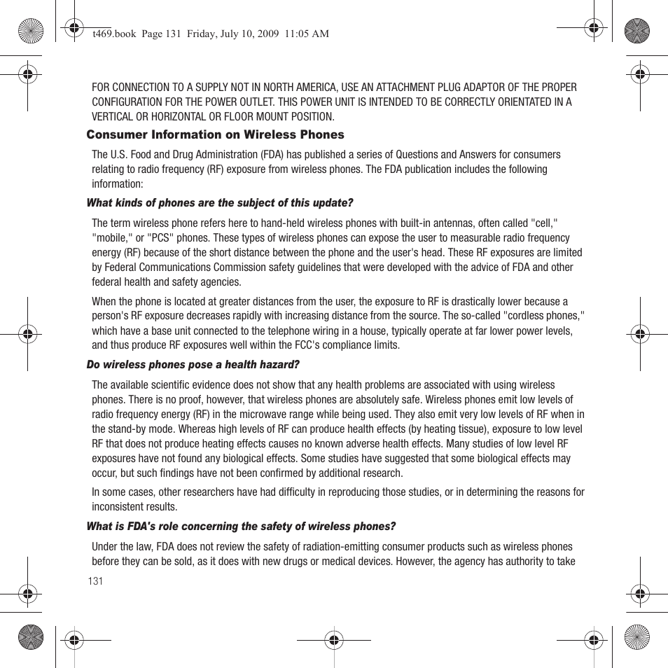 Consumer information on wireless phones | Samsung SGH-T469DAATMB User Manual | Page 134 / 162