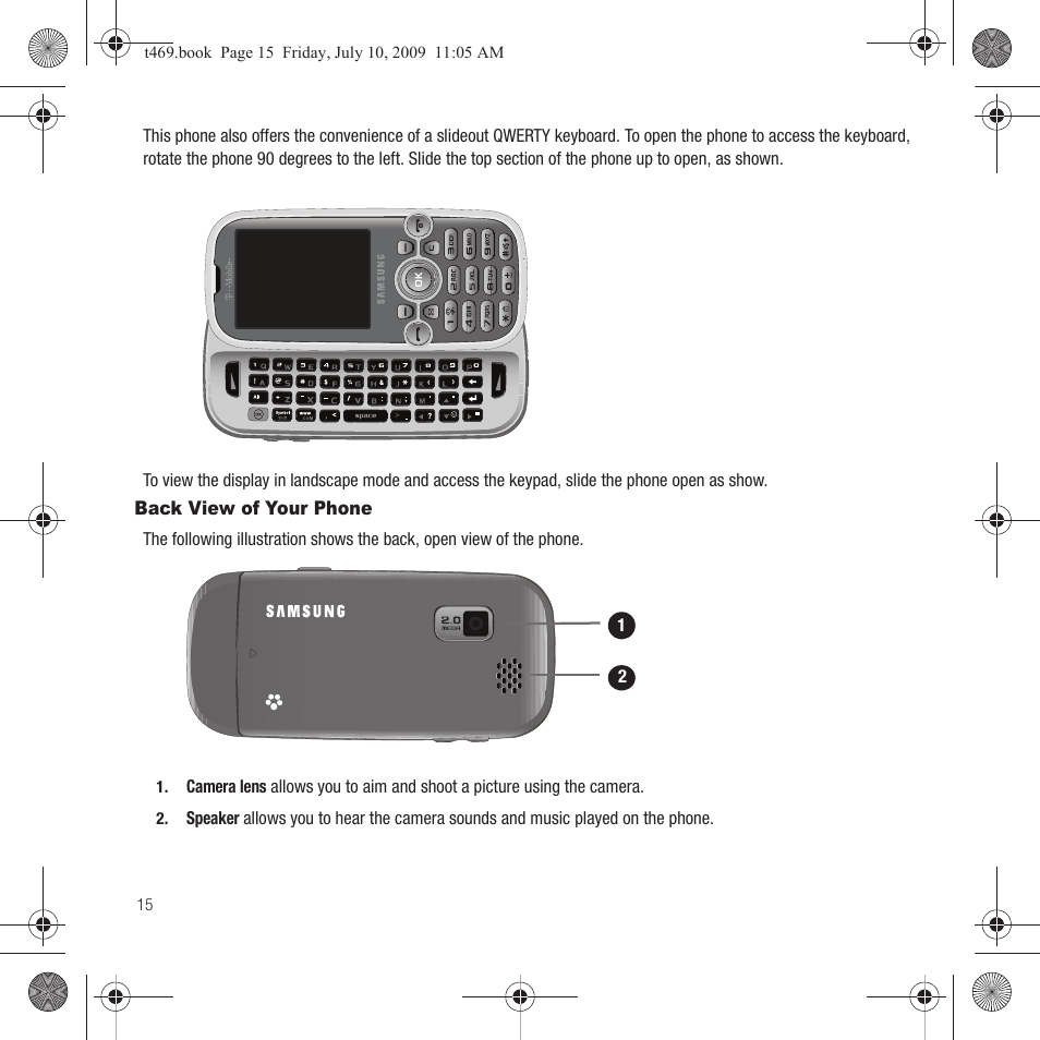 Back view of your phone | Samsung SGH-T469DAATMB User Manual | Page 18 / 162