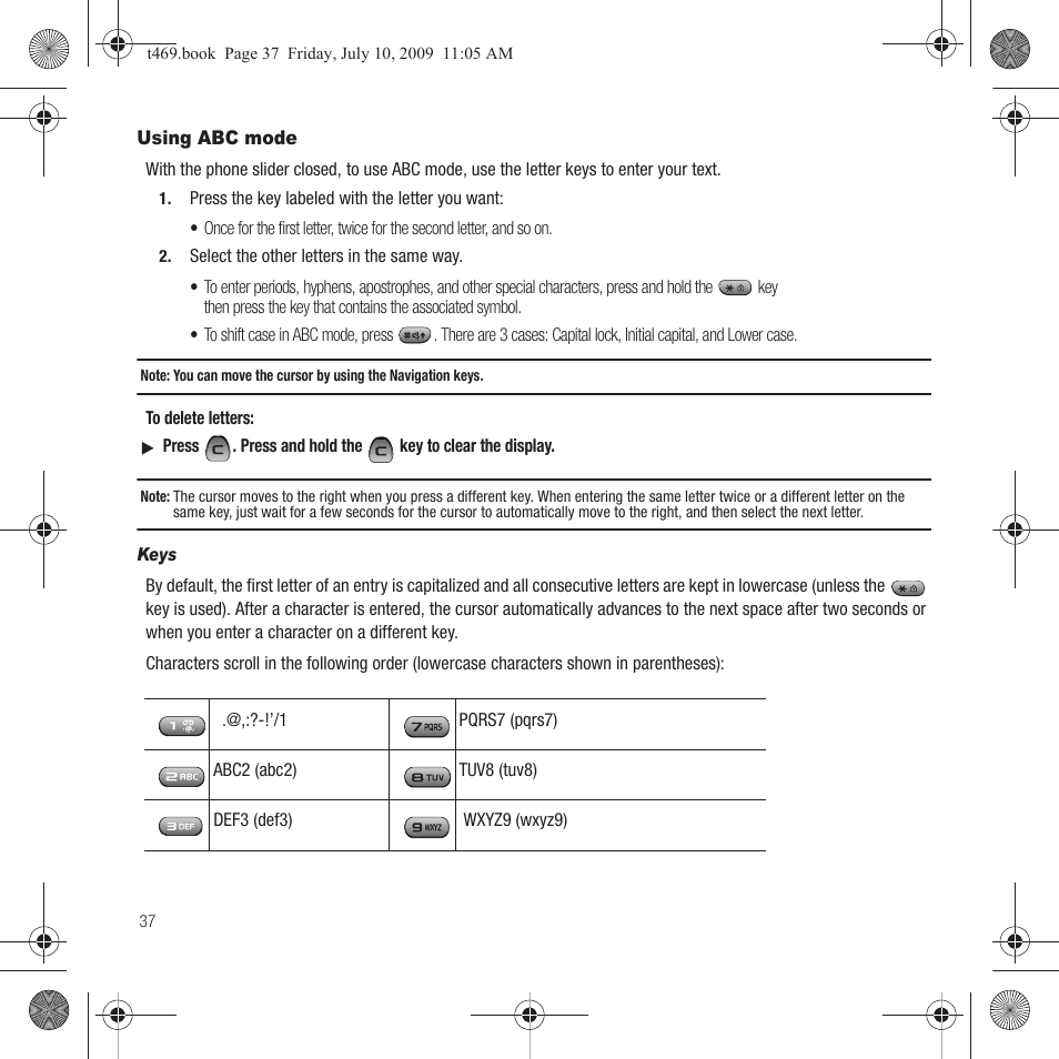 Using abc mode | Samsung SGH-T469DAATMB User Manual | Page 40 / 162