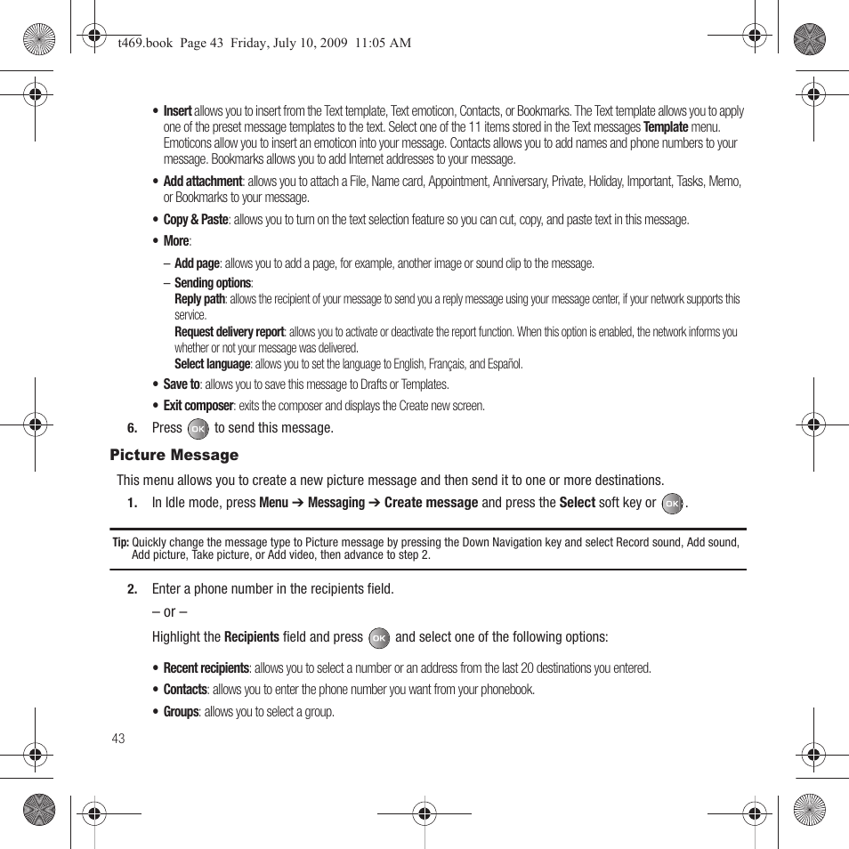 Picture message | Samsung SGH-T469DAATMB User Manual | Page 46 / 162