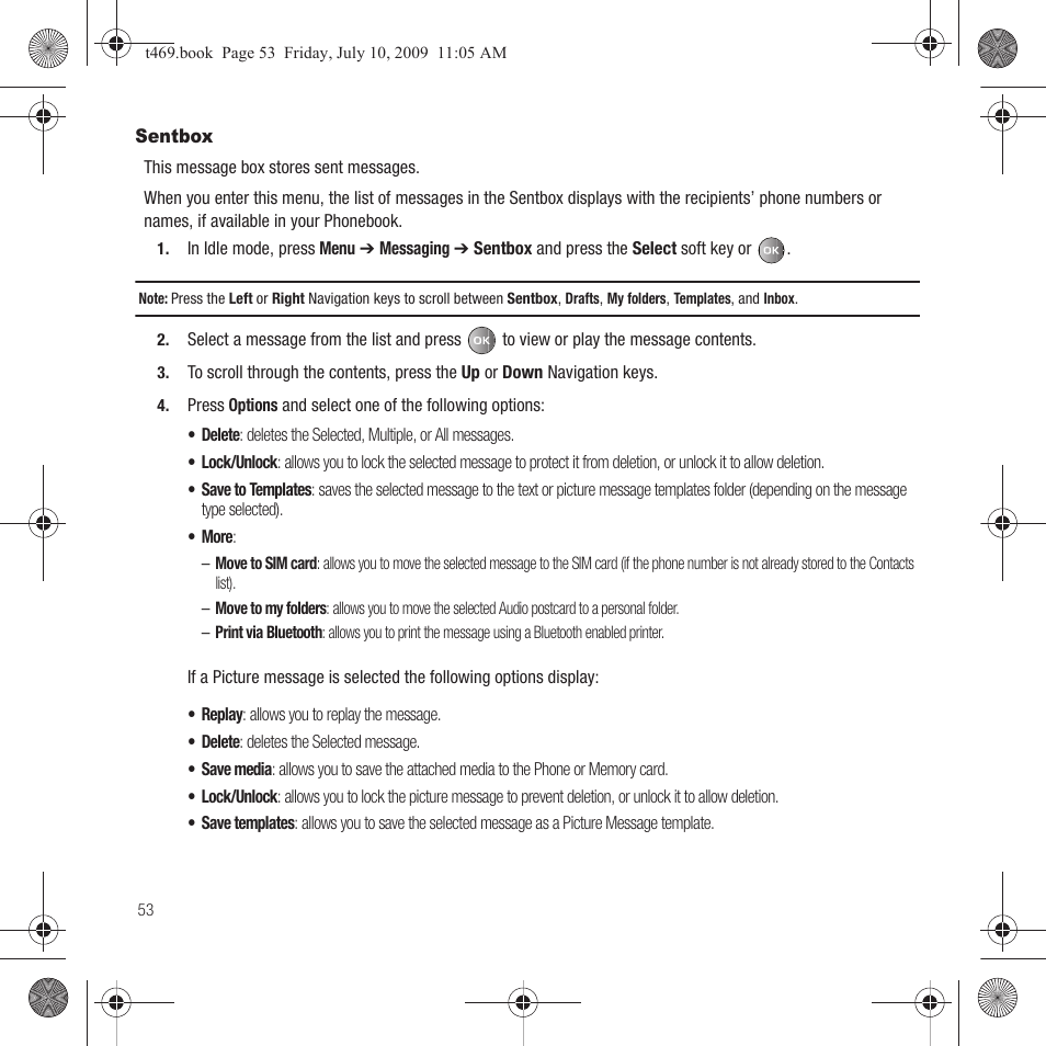 Sentbox | Samsung SGH-T469DAATMB User Manual | Page 56 / 162