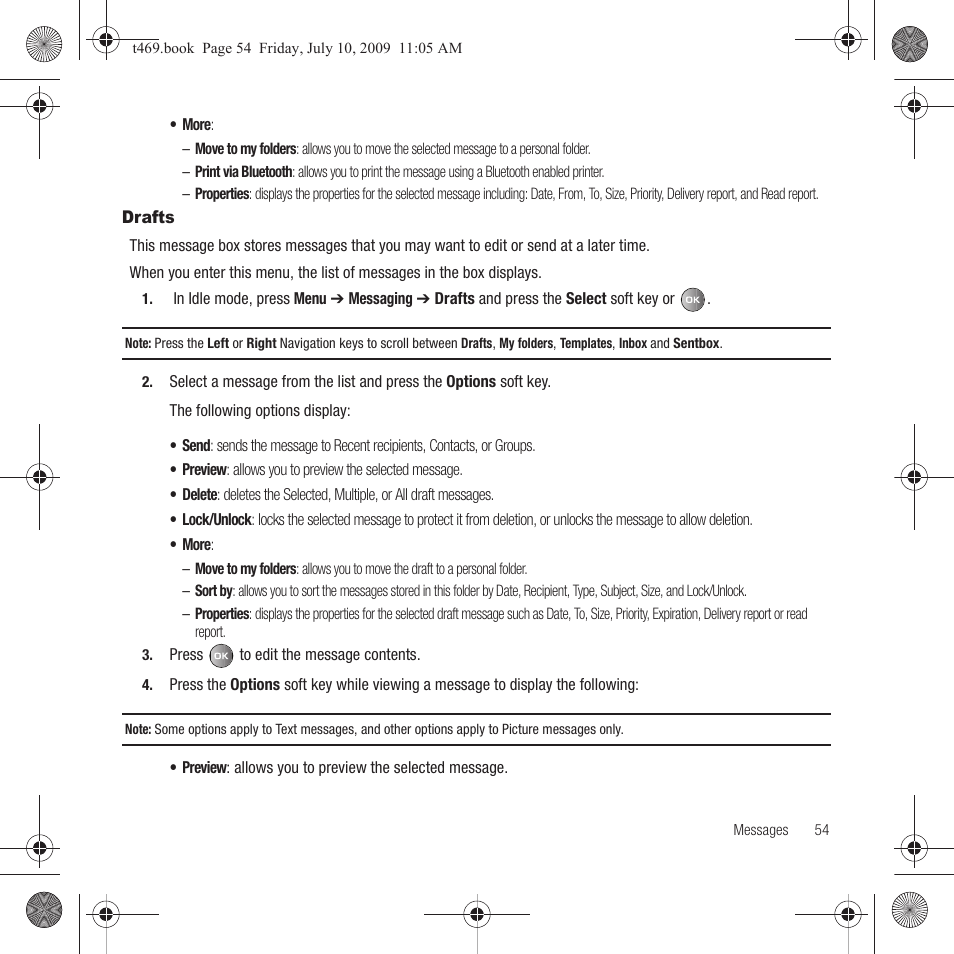 Drafts | Samsung SGH-T469DAATMB User Manual | Page 57 / 162