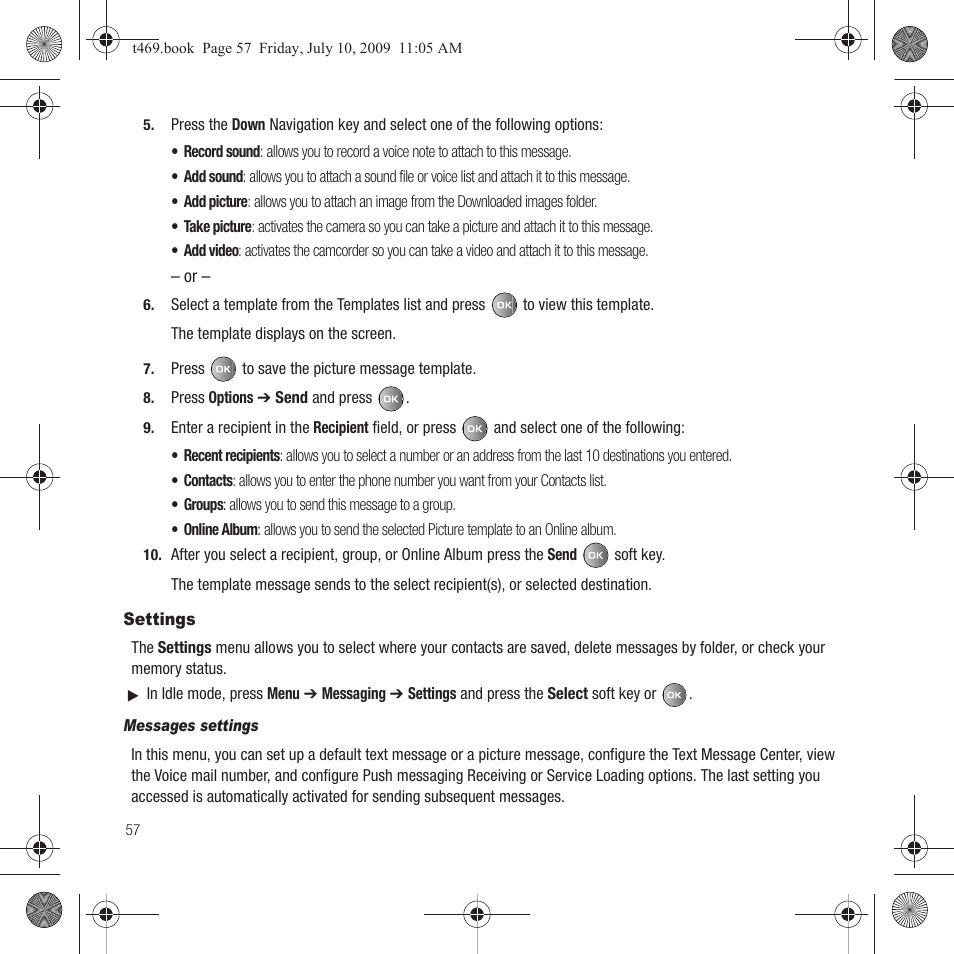 Settings | Samsung SGH-T469DAATMB User Manual | Page 60 / 162