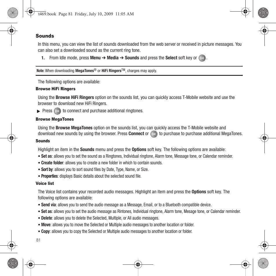 Sounds | Samsung SGH-T469DAATMB User Manual | Page 84 / 162