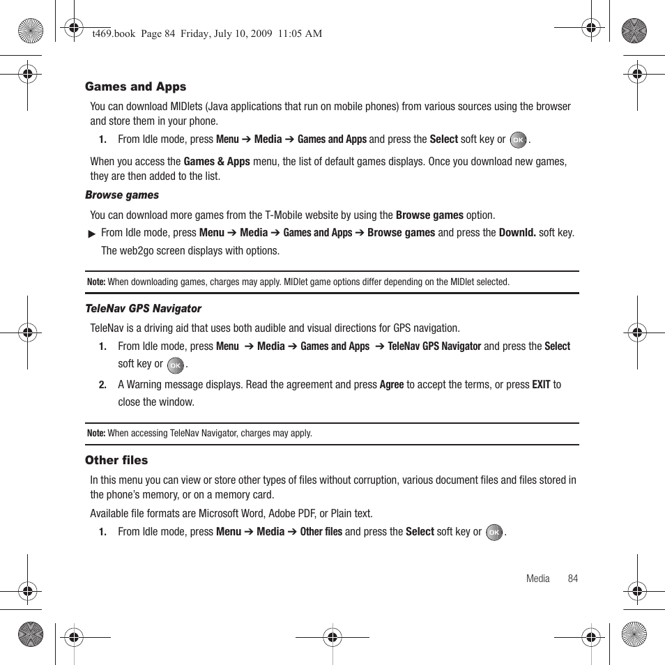 Games and apps, Other files | Samsung SGH-T469DAATMB User Manual | Page 87 / 162