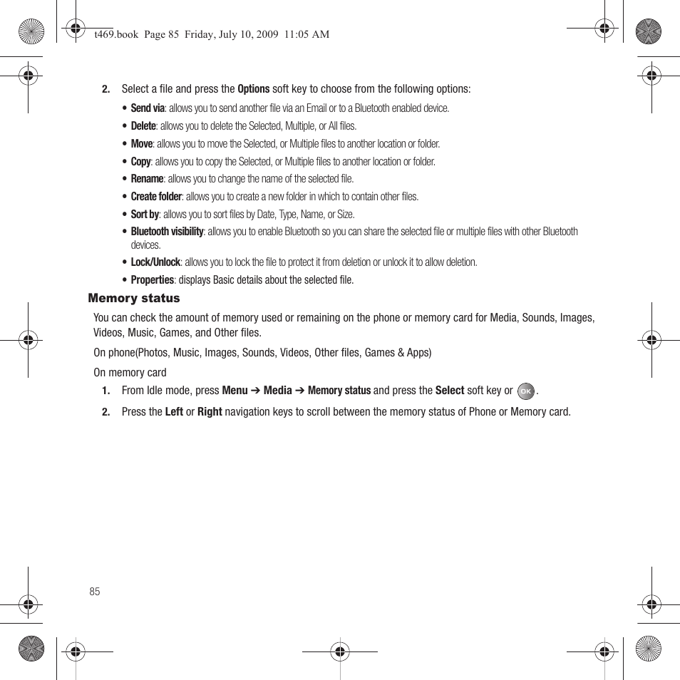 Memory status | Samsung SGH-T469DAATMB User Manual | Page 88 / 162