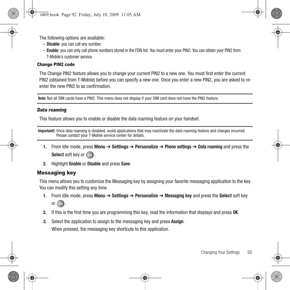 Messaging key | Samsung SGH-T469DAATMB User Manual | Page 95 / 162