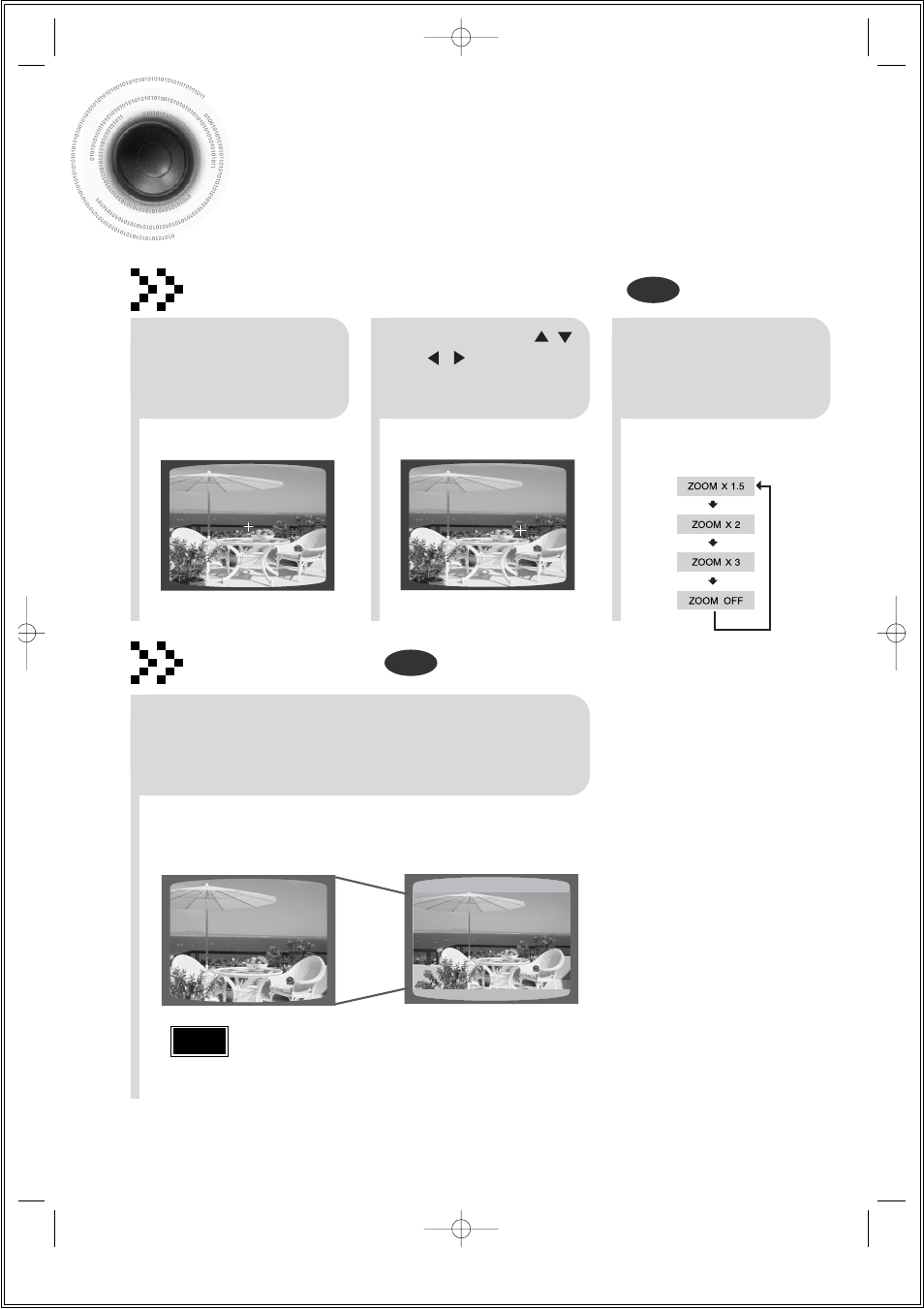 Zoom function, Zoom (screen enlarge) function, Aspect ratio | Samsung HT-DS1860T-XAA User Manual | Page 38 / 78
