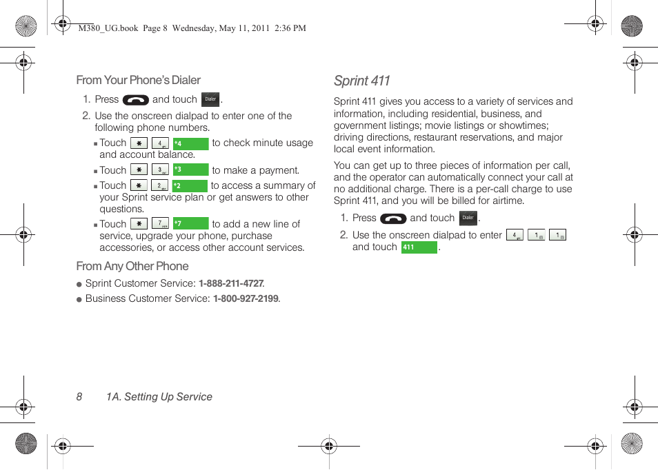 Sprint 411 | Samsung SPH-M380ZKASPR User Manual | Page 20 / 192