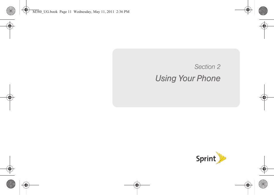 Using your phone, Section 2: using your phone | Samsung SPH-M380ZKASPR User Manual | Page 23 / 192