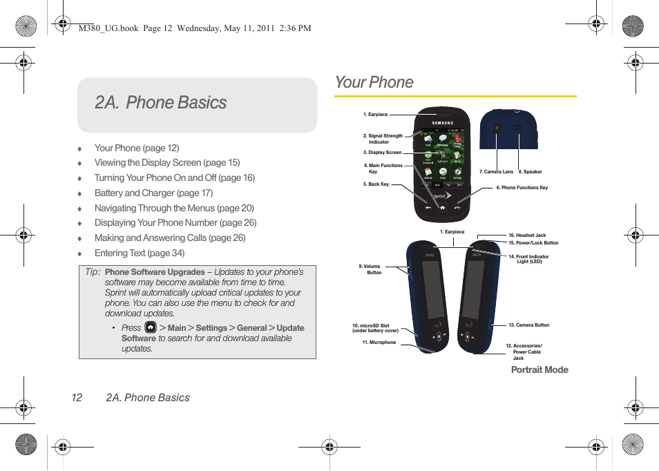 2a. phone basics, Your phone, 12 2a. phone basics | Samsung SPH-M380ZKASPR User Manual | Page 24 / 192