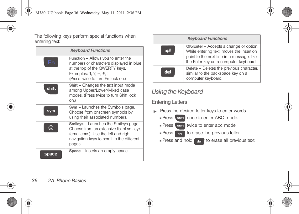 Using the keyboard, Entering letters | Samsung SPH-M380ZKASPR User Manual | Page 48 / 192