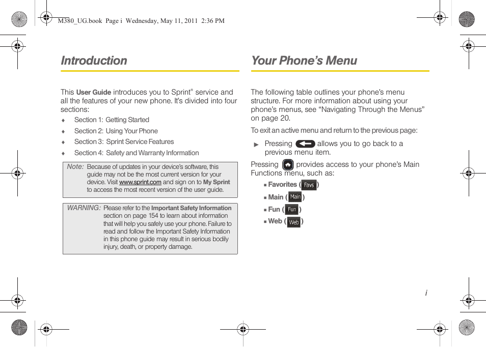 Introduction, Your phone’s menu | Samsung SPH-M380ZKASPR User Manual | Page 7 / 192