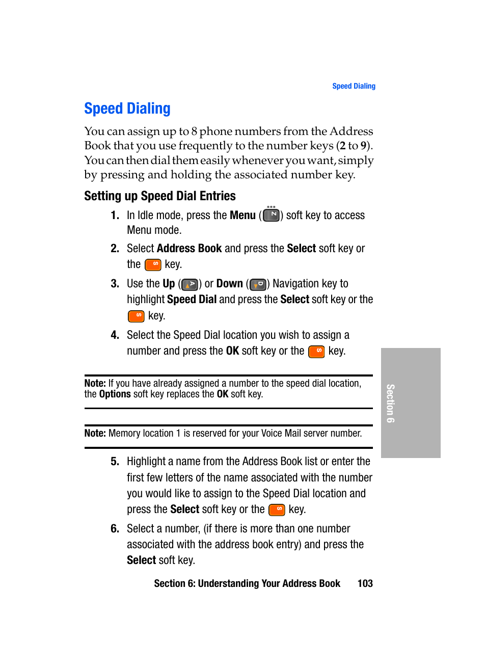 Speed dialing, Setting up speed dial entries | Samsung SGH-D307MSACIN User Manual | Page 103 / 256