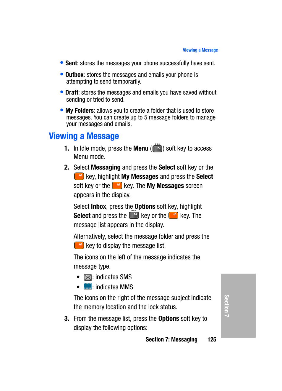 Viewing a message | Samsung SGH-D307MSACIN User Manual | Page 125 / 256