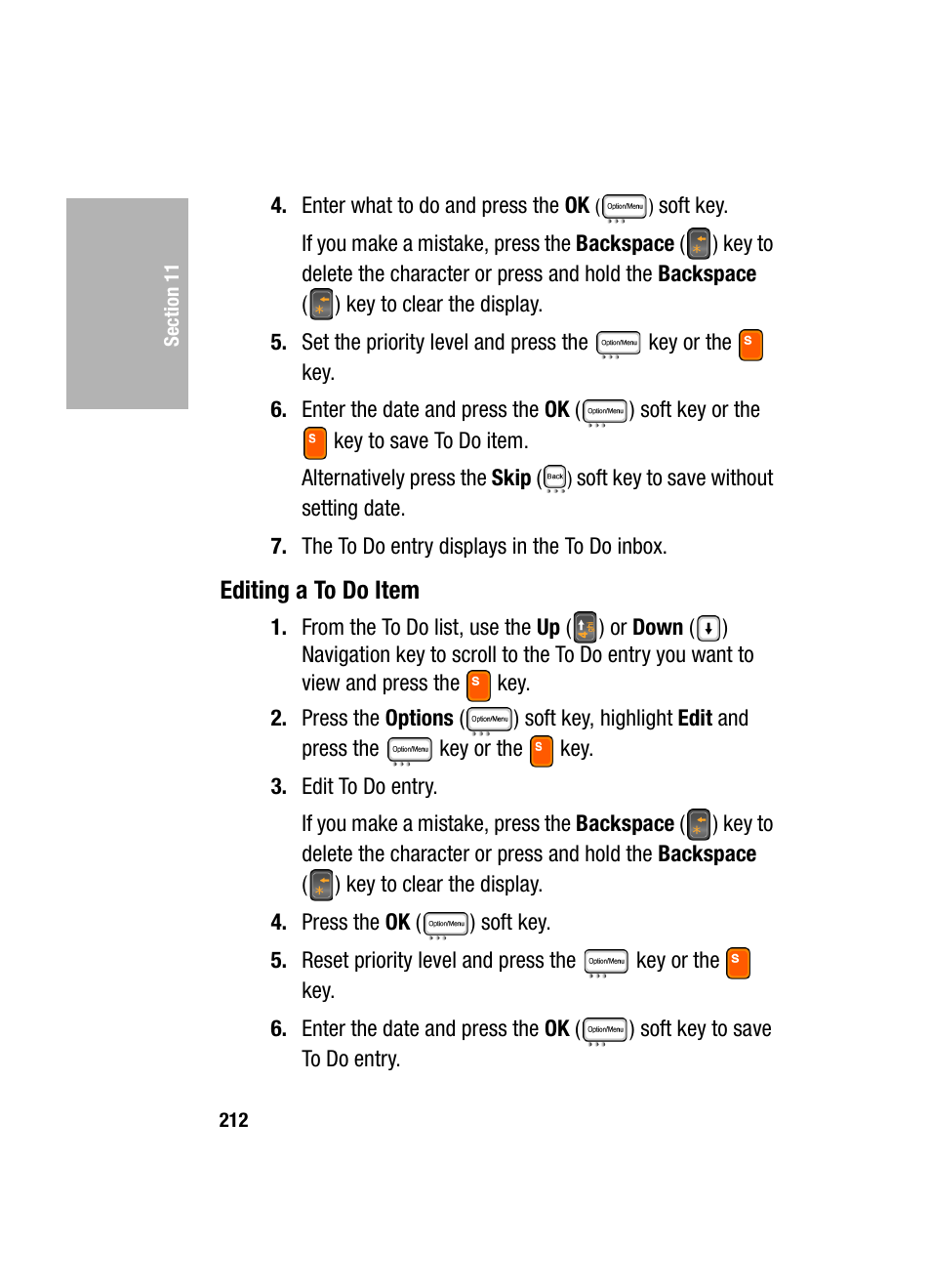 Editing a to do item | Samsung SGH-D307MSACIN User Manual | Page 212 / 256
