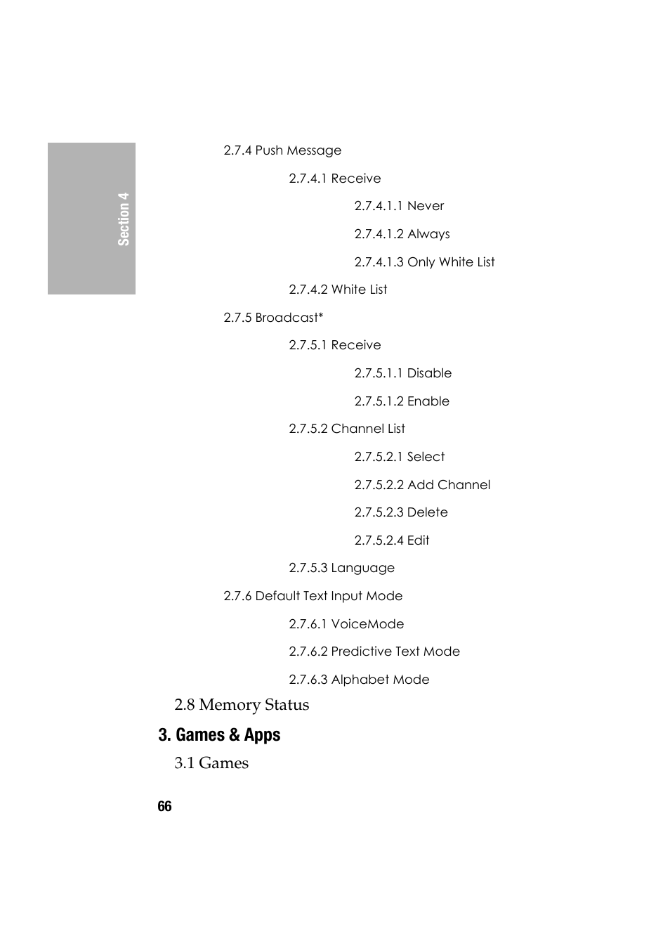 Games & apps, 1 games | Samsung SGH-D307MSACIN User Manual | Page 66 / 256