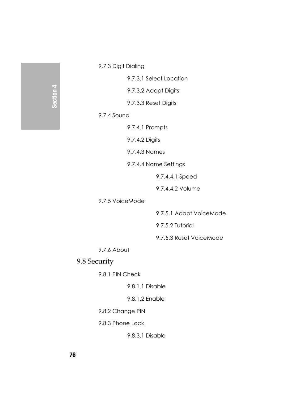 8 security | Samsung SGH-D307MSACIN User Manual | Page 76 / 256